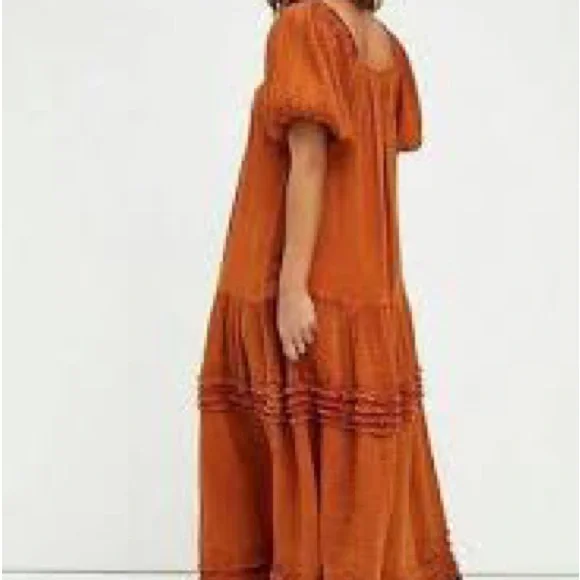 Free People Sunday Stroll smock Brown Bohemian Maxi Dress in Vintage Wash sizeXL - Picture 11 of 12